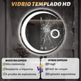 thumbnail image 4 of DASHLINE Espejo LED para Ba&ntilde;o, Espejo de Ba&ntilde;o Redondo con Funci&oacute;n de Memoria y Desempa&ntilde;ado HD, Botones T&aacute;ctiles Inteligentes, Espejo de Maquillaj, 4 of 9