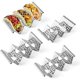 thumbnail image 1 of 4-pack W-shape Hollow Style Stainless Steel Mexican Taco Holder Corn Tortilla Holder 3 Compartments Gray Corn Tortilla Tray Baking Tools, 1 of 5