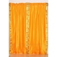 thumbnail image 4 of Rod Pocket Sheer Sari Curtains 43" W x 36" L matching tiebacks- Handcrafted Pumpkin Indian Drapes Unlined for light & airy ambience Perfect for Living/Bedroom/Dining Room Sold in Pairs, 4 of 5