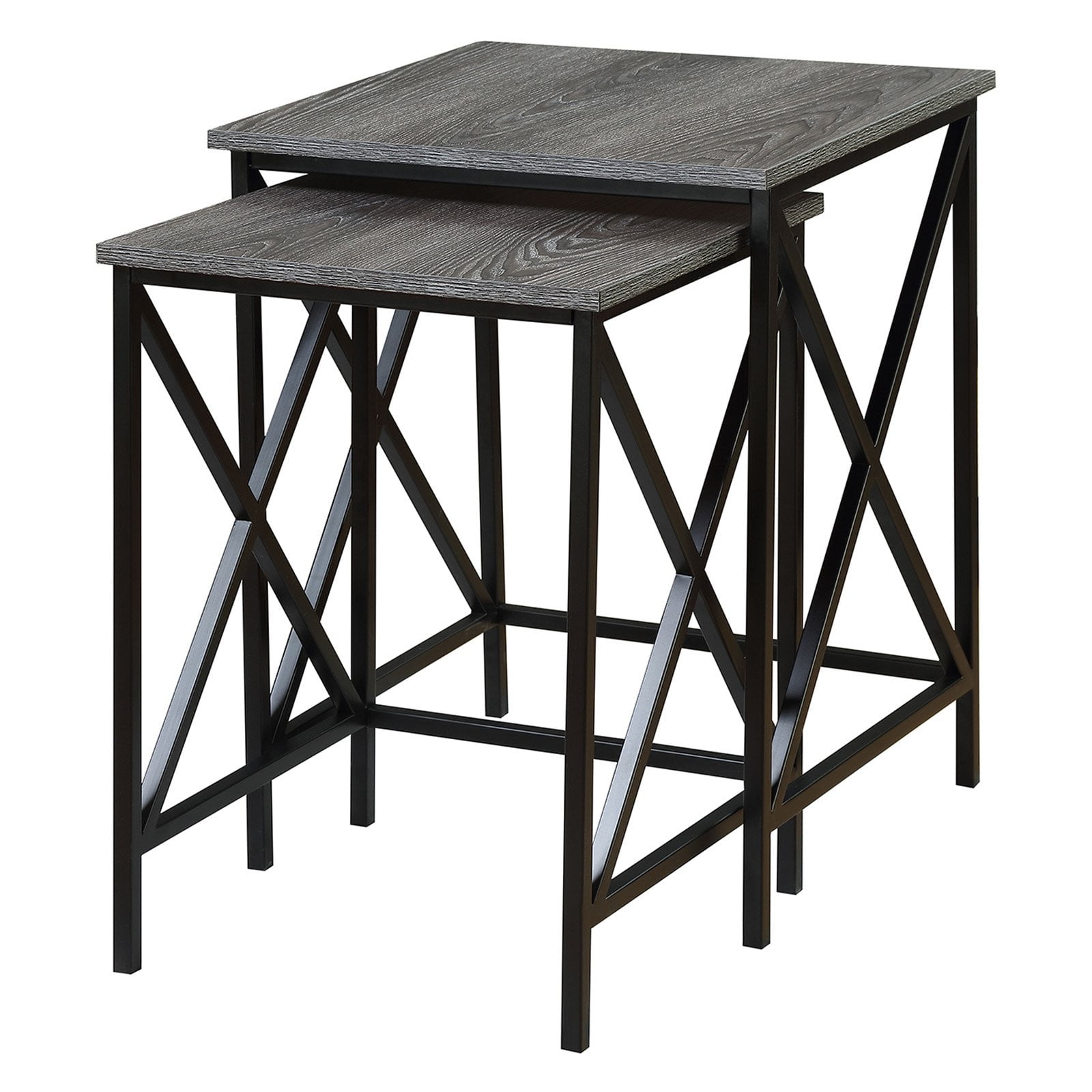 Convenience Concepts Tucson Nesting End Tables, Weathered Grey/Black
