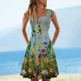 thumbnail image 2 of USSUMA Dresses for Women Party Casual Women's Sleeveless Swing Dress Oil Painting Floral Print High Waist Loose Summer Beach Dresses Flowy Mini Dress, 2 of 5