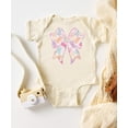 thumbnail image 3 of Pastel Easter Bow Bodysuit for Baby Girls Spring Holiday Flowers and Bunnies Toddler One-Piece Natural Bodysuit 12 Months, 3 of 3