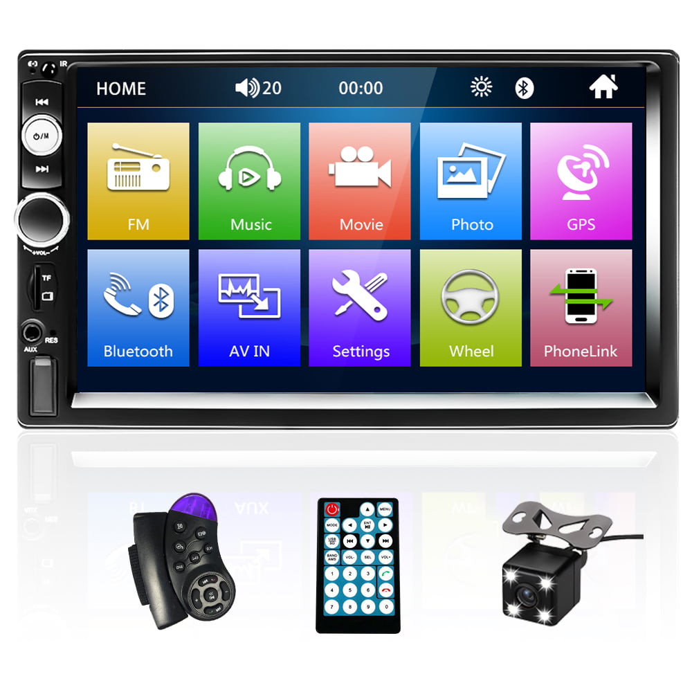 7"Car Stereo Radio Double 2 DIN Bluetooth MP5 Player Touch Screen+Camera FM AUX