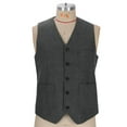 thumbnail image 4 of Aueoeo Men's Vintage Suit Vests Sleeveless Waistcoat Tweed Button Up Jacket For Wedding Groomsmen, 4 of 7