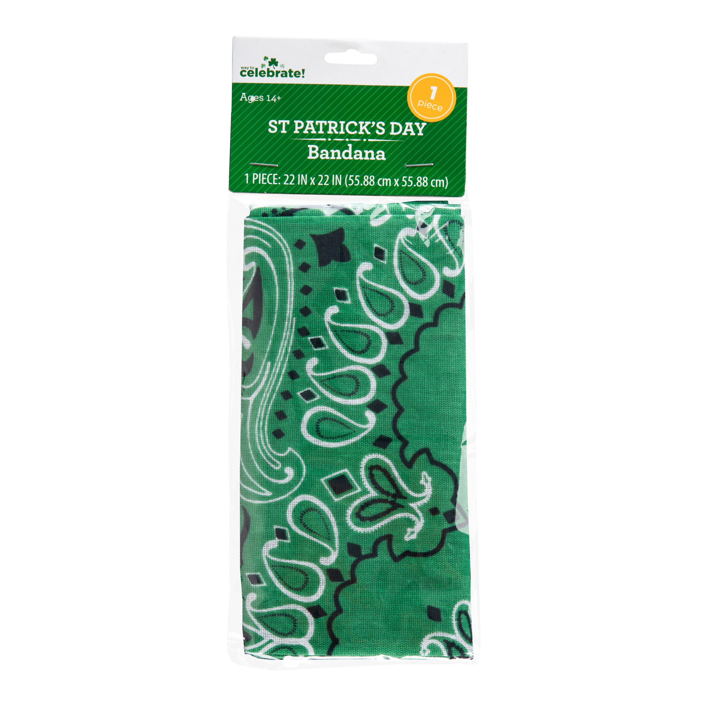 Way To Celebrate Green and White Paisley Bandana
