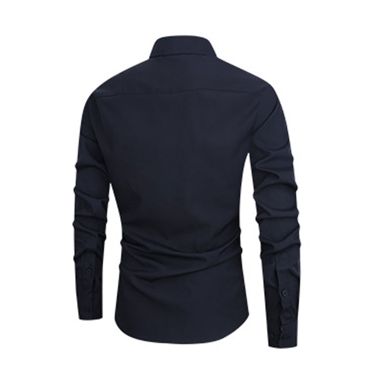 mock dress shirt Jgngshn Long Sleeve Dress Shirts for Men Button Down Wrinkle Free Shirt Mock Neck Business Tops Formal 4-Way Stretch M, Men's, Size: Medium