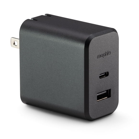 Bloque cargador USB C Mophie GaN de 60 W con puerto USB A, cargador de pared rápido para iPhone, iPa