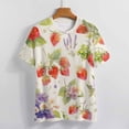 thumbnail image 3 of Various Fruits Womens Tops Women's Fashion Casual Short Sleeve Flower Print Round Neck Pullover Top Blouse, 3 of 6