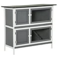 thumbnail image 1 of Pawhut Rabbit Hutch Wooden Bunny Cage Small Animal House w/ 2 Large Main Rooms, Pull Out Tray, Protection from UV Rays and Water, Grey, 1 of 10