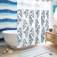 thumbnail image 5 of No Hook Shower Curtain, Blue Botanical Shower Curtains for Bathroom with See Through Top Window, Pastoral Elegant Spring Floral Waterproof & Washable Bath Curtain Stall 48"x72", 5 of 9