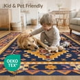 thumbnail image 3 of ODIKA 2'x3' Navy Gold Elegance With Timeless Patterns Washable Accent Rug Intricate Geometric Design Inspired by Antique Art Pet Friendly, Bedside Mat for Bedroom, Nursery, RV, 3 of 6