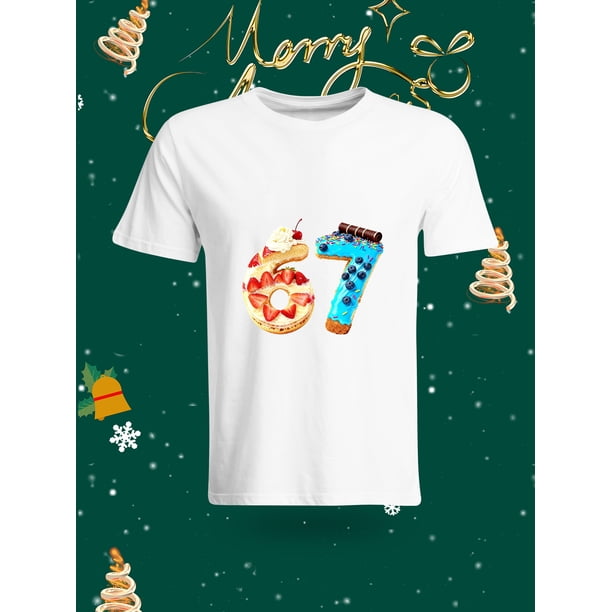 Funny 67 Number Christmas Element Printed Unisex T-Shirt Fashion Casual Top with Festive Atmosphere