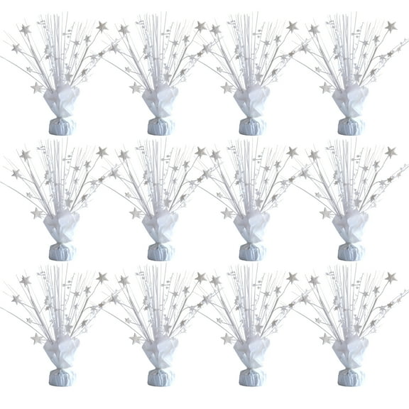 12 Pack Metallic Blue Foil Spray Centerpieces Stars Brust Table Centerpieces for Wedding Birthday Anniversary Holiday Party Decor, Metallic Star Balloon Wights for Party, Table Decor for Party