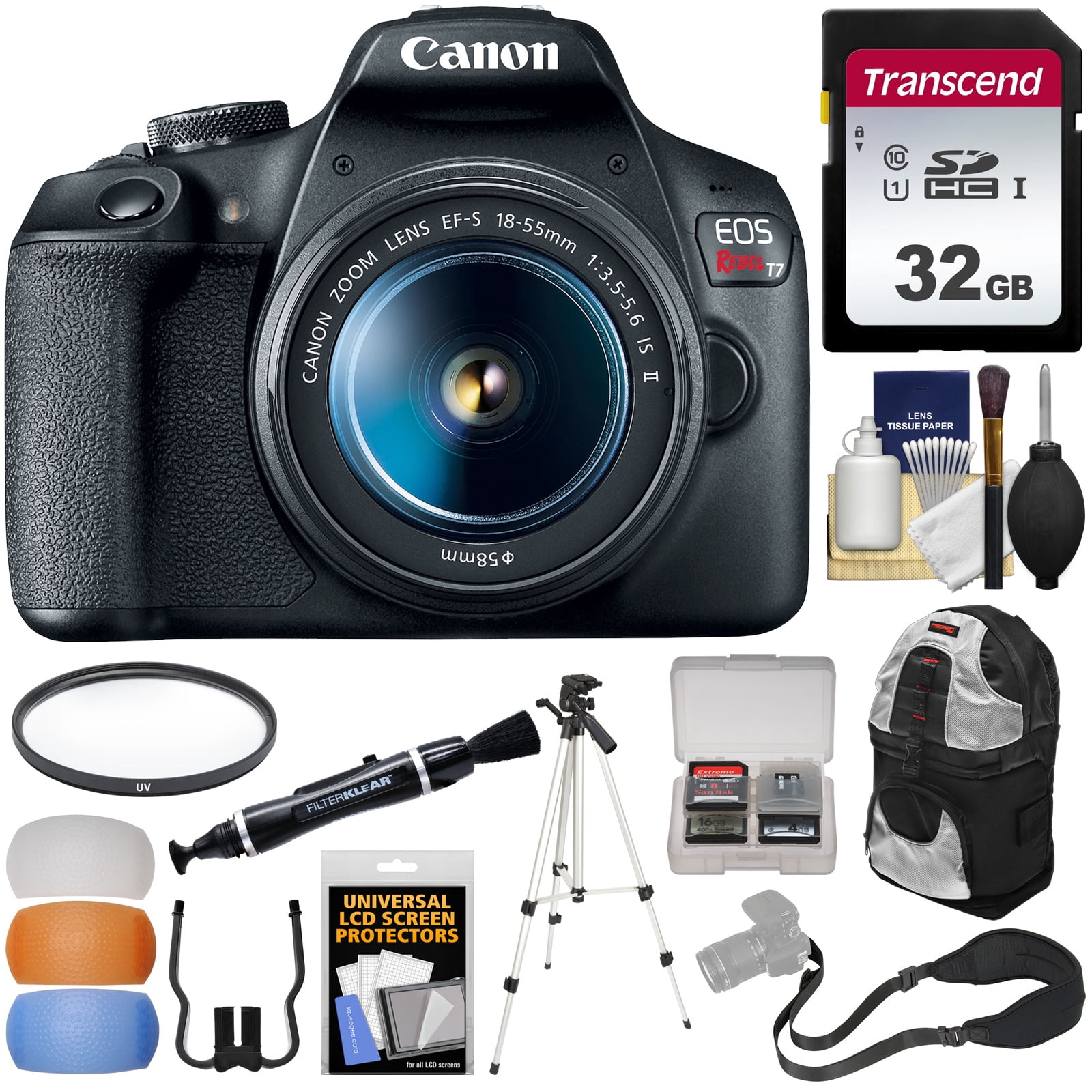 Canon EOS Rebel T7 WiFi Digital SLR Camera + EFS 1855mm IS II Lens