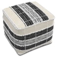 thumbnail image 7 of Simpli Home Barley 18 inch Wide Boho Square Pouf in White, Beige and Black Woven Polyester, 7 of 7