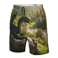 thumbnail image 4 of Logiee Deep Forest Stone Green Dragon Print Mens Swim Trunks Quick Dry Board Shorts,Breathable Hawaii Beach Shorts Swimwear Bathing Suits-3X-Large, 4 of 6