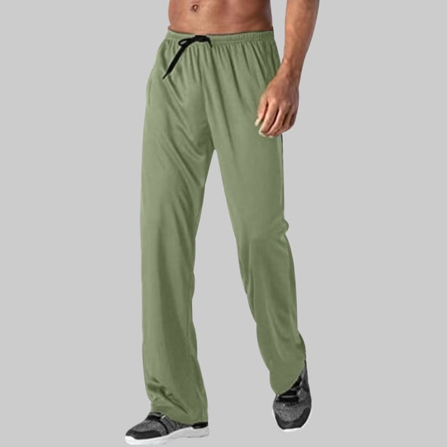 Pantalones deportivos rectos y elegantes para hombre, de longitud completa, lisos, holgados e informales, de poliéster