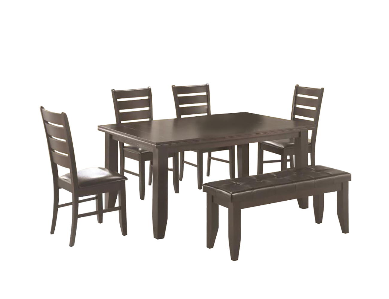 6pc Dining Table and Chairs Set in Cappuccino Finish