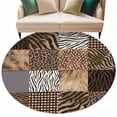 thumbnail image 2 of 8ft Washable Large Round Rug, Animal Print Non-Slip Circle Area Rug for Living Room Dining Room, Rustic Leopard Zebra Tiger Stripes Plaid Indoor Floor Mat for Home Decor, 2 of 9