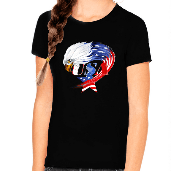American Eagle Shirts for Girls American Flag Patriotic Shirts 4th of July Shirts for Girls USA Shirt