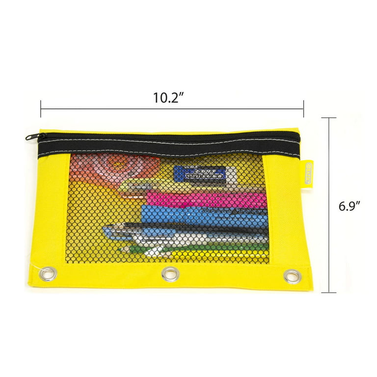  1InTheOffice Black Pencil Pouch, 3 Ring Binder Pencil Bag,  Pencil Case with Double Pocket and Mesh Window, 4 Pack (Canvas Black) :  Arts, Crafts & Sewing