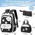 thumbnail image 2 of 4-Piece Cute Backpack Set - Waterproof Backpack with Lunch Box, Pencil Case & Headphone Bag Set, Black & White, 2 of 9