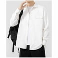 thumbnail image 4 of Handshe Men's Business Casual Shirt, Solid Color Long Sleeve with Pocket and Button Down Collar, 100% Cotton for Office and Daily Wear, 4 of 6