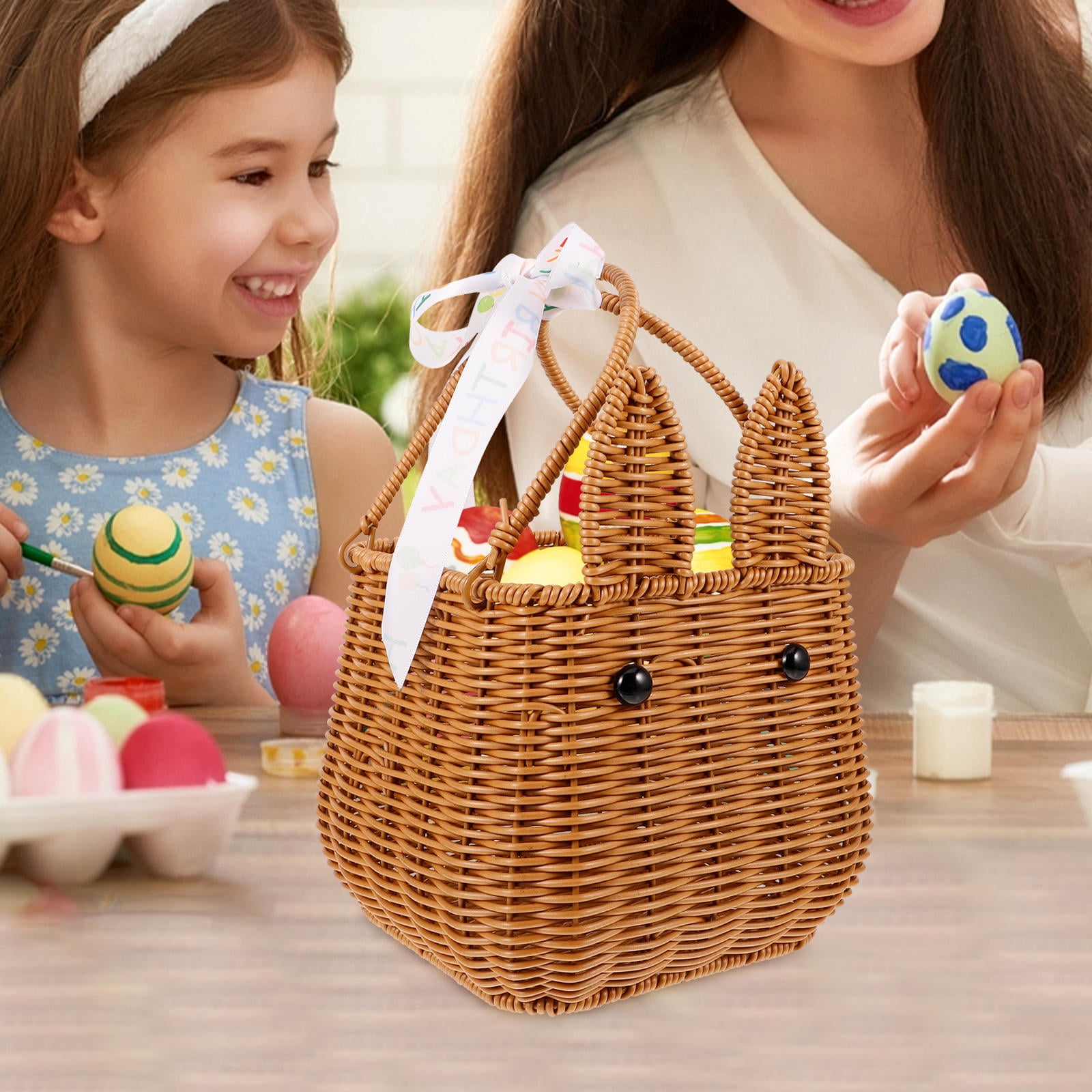 Raindrops Brown Woven Floral Basket, Multipurpose Storage for Easter Eggs, Small Items, Home Decoration and Organization