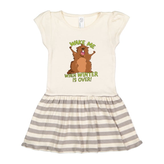 Inktastic Groundhog Day Wake Me When Winter is Over Gift Toddler Girl Dress
