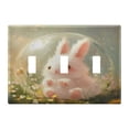 thumbnail image 2 of Switch Panel 4.48x6.37In Switch Plate Wall Panel Living Room Kitchen Bedroom Study Switch Panel Stylish Decoration Cartoon Beautiful Pink Rabbit, 2 of 8
