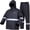 Black, variant on Rain Suits for Men Women Waterproof Rain Gear Jacket with Bib Pants Foul Weather Gear for Fishing Sailing (Navy, M)