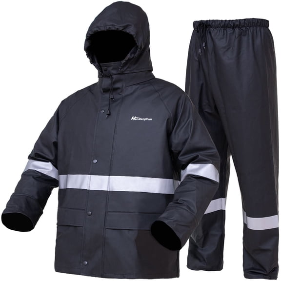 Rain Suits for Men Women Waterproof Rain Gear Jacket with Bib Pants Foul Weather Gear for Fishing Sailing (Black, S)