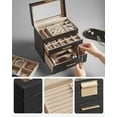 thumbnail image 6 of 4-Layer Jewelry Box, Jewelry Organizer with Glass Lid for Makeup, Large Storage Capacity, Black, 6 of 6