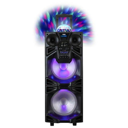 Naxa Dual 10 Inch Portable DJ/PA Speaker Stack with BT and Disco Dome Light