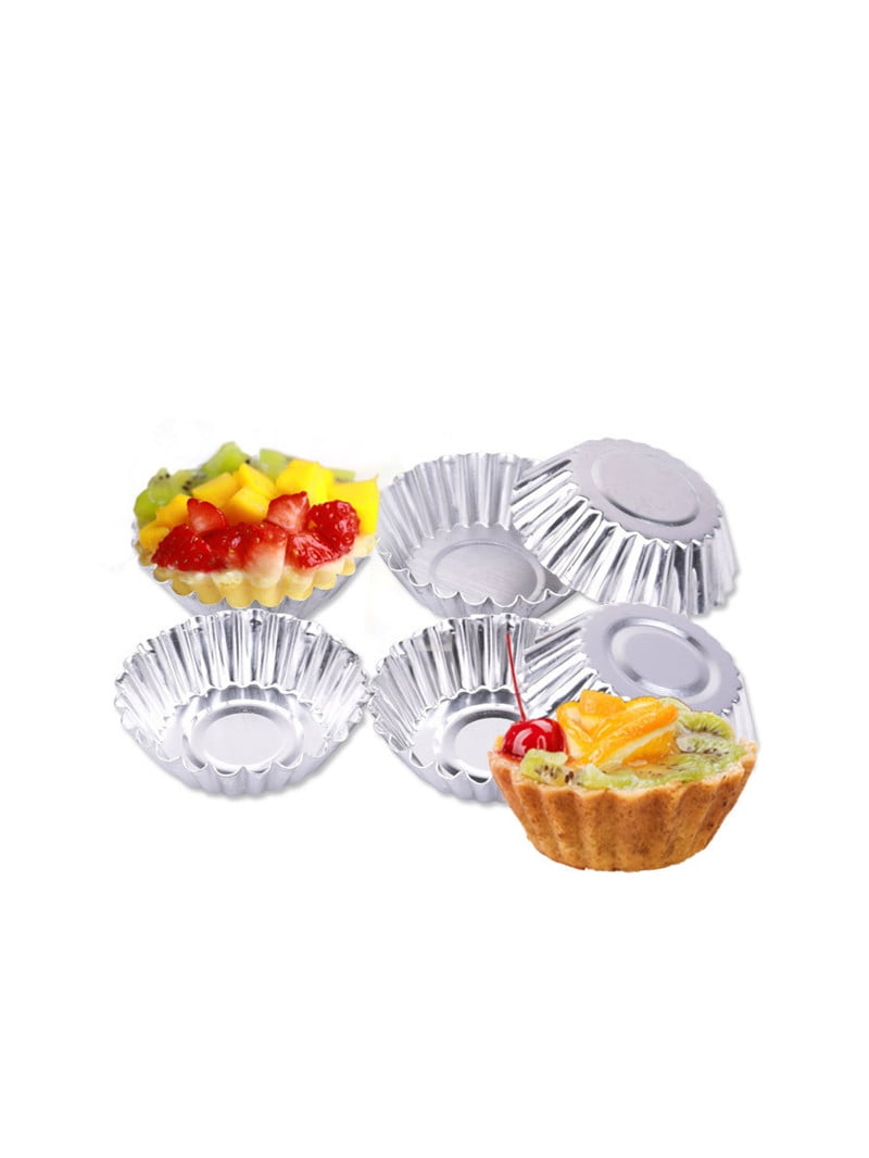 WALFRONT 10Pcs Aluminum Egg Tart Mold Baking Tools For Cakes 70mm
