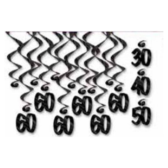 Beistle 53570-60 17.5 à 32 Po 60 Tourbillons&44; Noir - Pack de 6