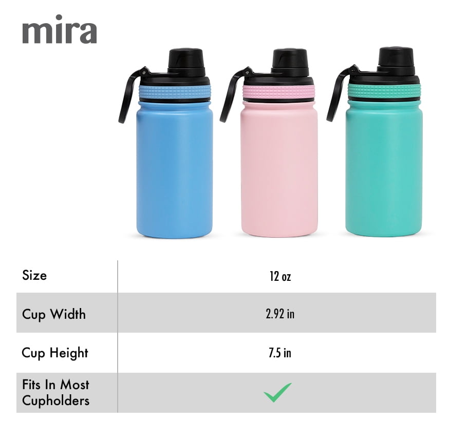 MIRA 12oz Insulated Kids Water Bottle with Straw Lid & Handle, Stainless  Steel, Dinosaurs