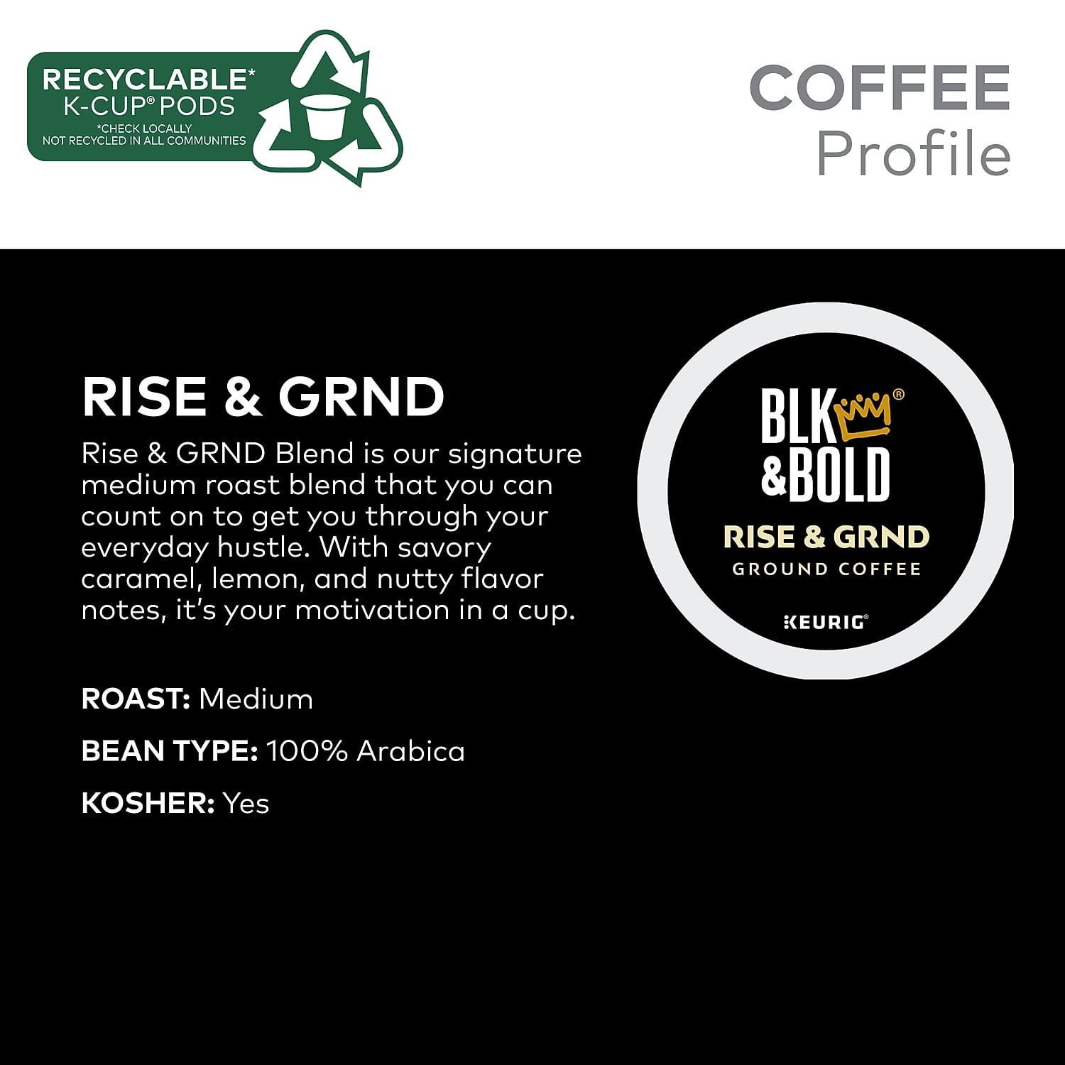 Rise & GRND Medium Roast - Keurig K-Cup Coffee Pods 20ct