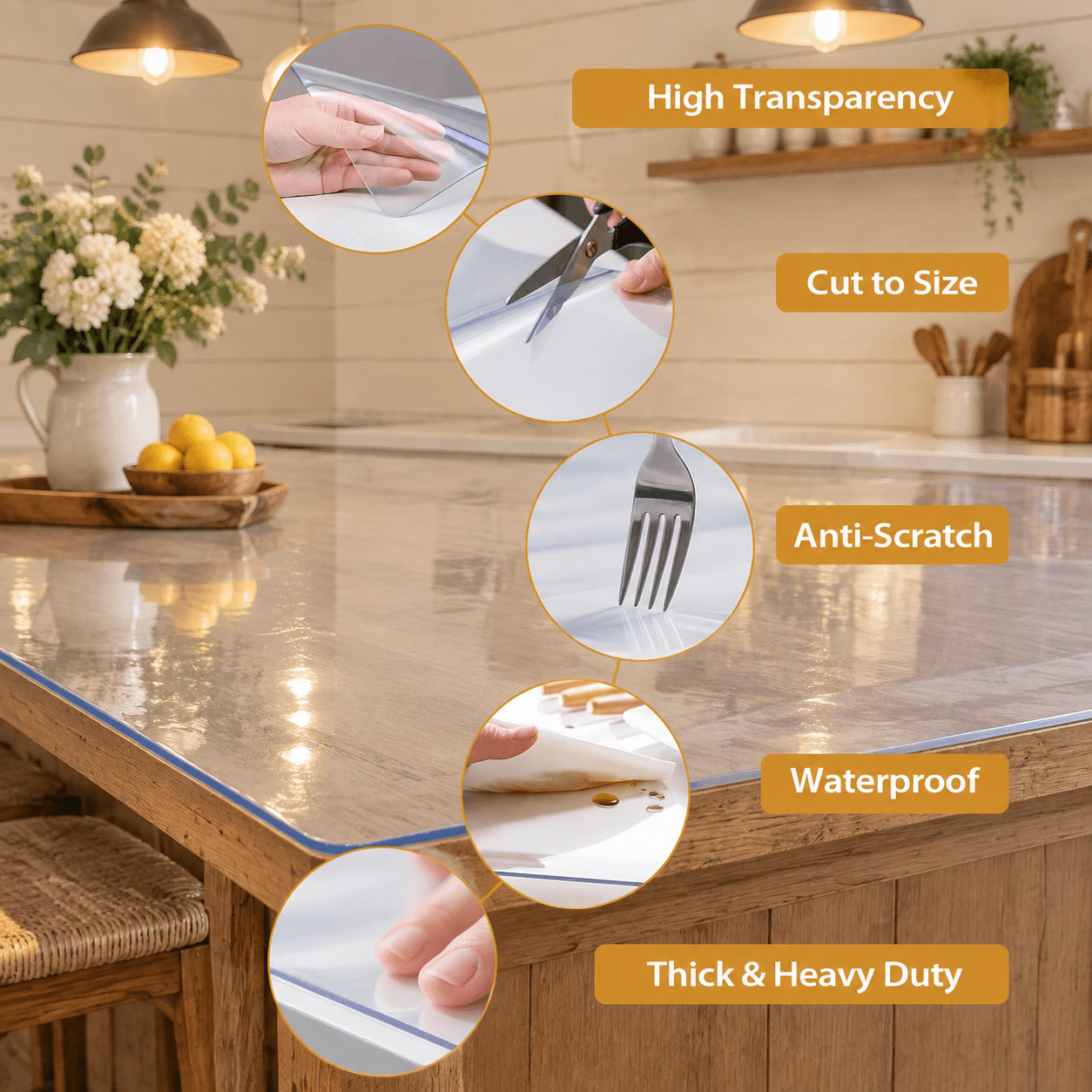 Clear 1.4mm 36 x 60 inch Rectangle Dining Table Pad Protector - Walmart.com