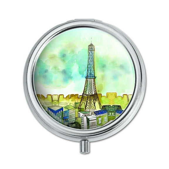 Watercolor Paris Eiffel Tower France Pill Box