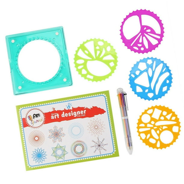 Plantilla de regla geométrica de plástico para niños, herramienta de dibujo en espiral, juguete artístico, material de papelería para niños