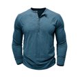 thumbnail image 2 of SUNSIOM Men's Spring Autumn Casual T-shirt Solid Color Long Sleeve Crewneck Button Up Tops, 2 of 5