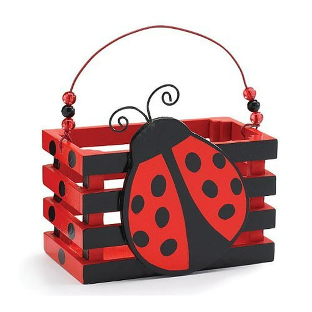 Adorable Ladybug With Hearts Wood Crate For Home Decor, Party Favor Or