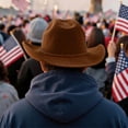 thumbnail image 5 of Homeyce USA American Flag Cowboy Hat Classic Patriotic Western Cowgirl Hat with Shapable Brim,Brown, 5 of 5