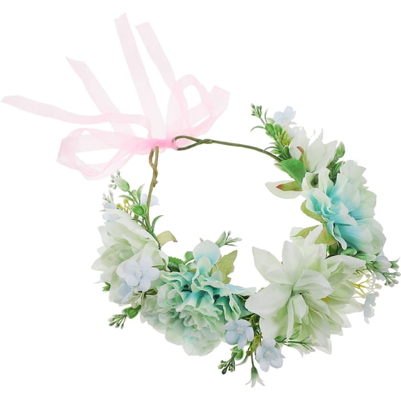 EXHUMKY Elegant Green Flower Headband Comfortable Fabric for Party and Wedding