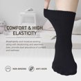 thumbnail image 2 of SERISIMPLE Viscose Bamboo Non Binding Sock Women Diabetic Top Socks Loose Fit Seamless Toe Wide Stretchy Crew Socks 4 Pairs（Black 8-10）, 2 of 4