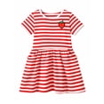 thumbnail image 2 of HILEELANG 2-8 Toddler Girls Red White Stripe Strawberry Summer Play Dress Size 2T, 2 of 8