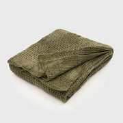 Evergrace Amor Chenille Knitted Throw 50"x60",Winter Moss Green,1 Pack
