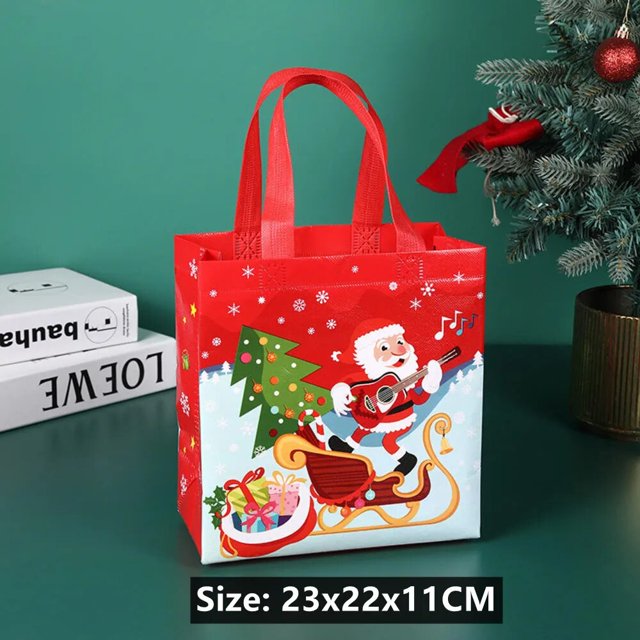 Bolsas de mano de Feliz Navidad, paquete de regalo, mango de tela, Papá Noel, decoración del hogar, favores de fiesta hechos a mano para niños, suministros de Año Nuevo