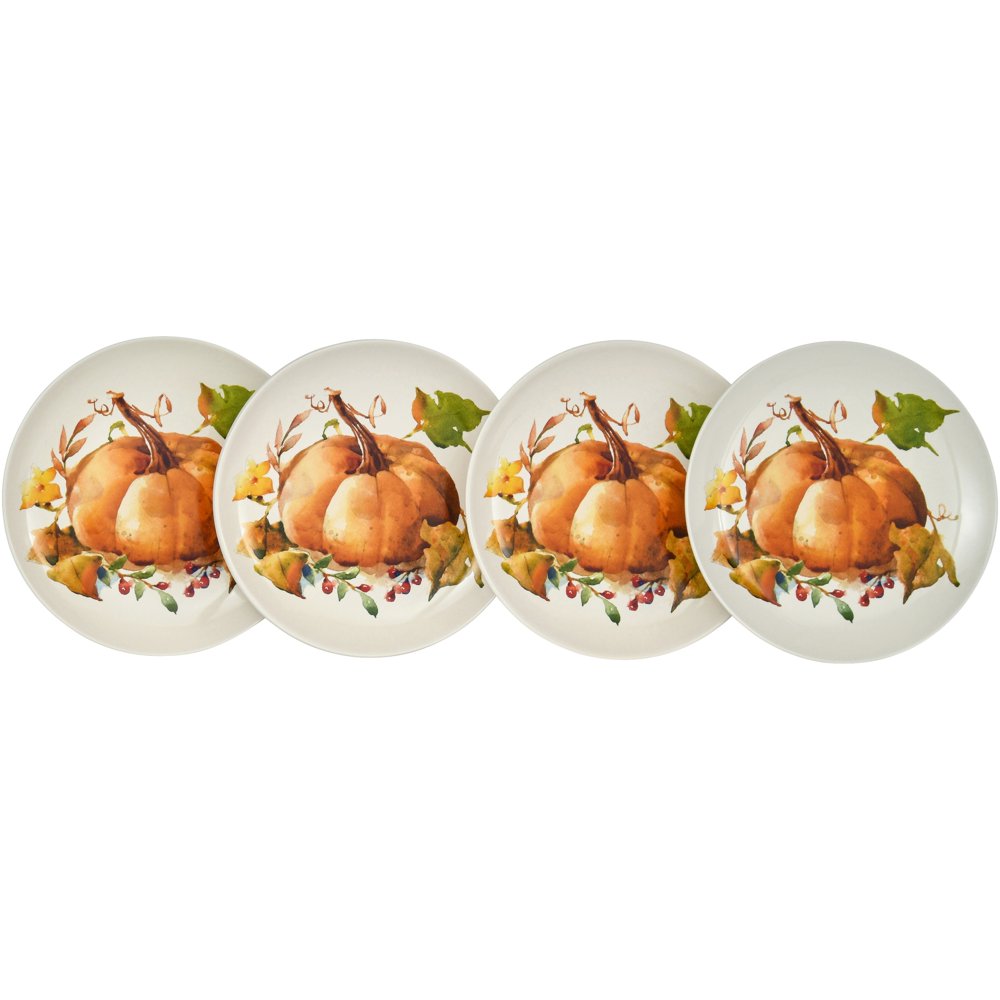 Way to Celebrate! Botanical Orange Pumpkin Ceramic Earthenware Salad